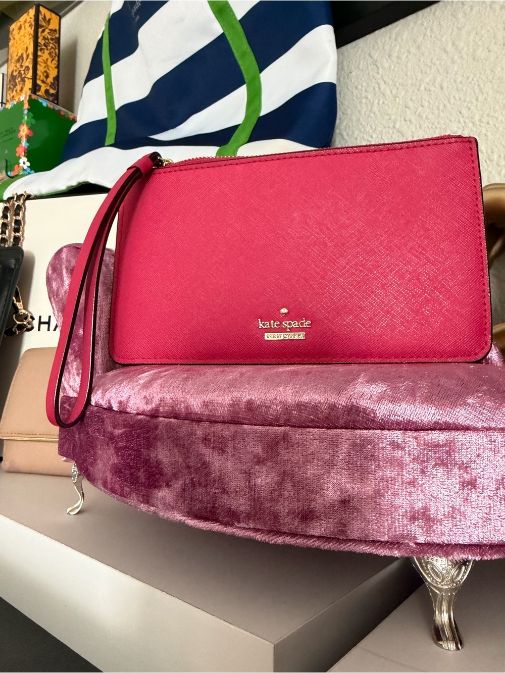kate spade Hot Pink Saffiano Wristlet Clutch